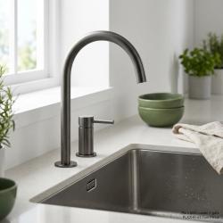 Pure.Sink Luxion Grifo de cocina de metal de pistola de 2 orificios con salida redonda PLX2HR-61